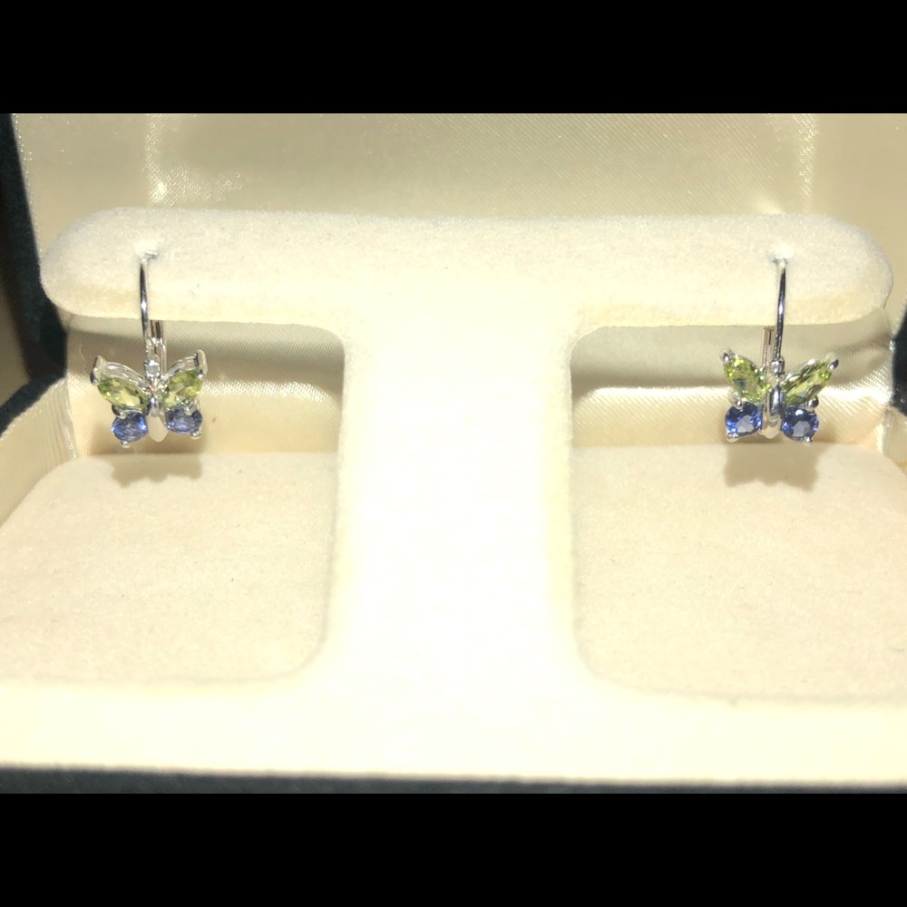 Dazzling Peridot and Blue Sapphire drop earrings